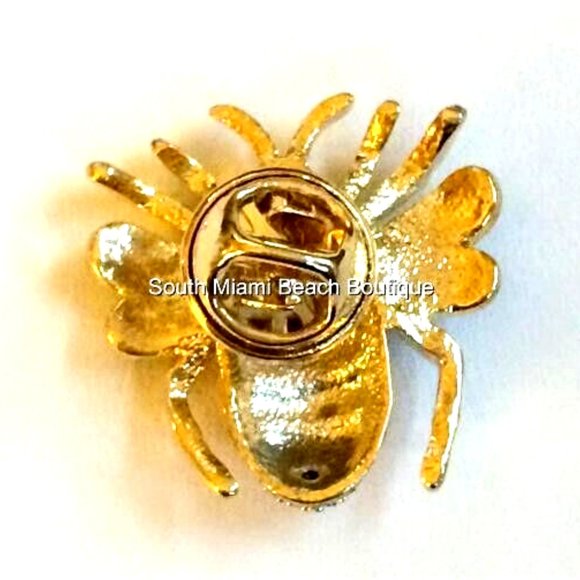 Bumble Bee Lapel Pin Brooch Gold Plated Crystal Tie Tac Hat Enamel Insect - Picture 7 of 9
